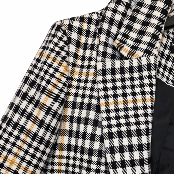 Karl Lagerfeld Plaid Checkered Blazer Coat – Yellow • Black • White (NWOT) L - Picture 4 of 9